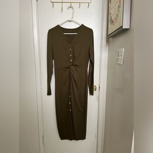 Olive Green Long Sleeved Button Down Dress Size Medium